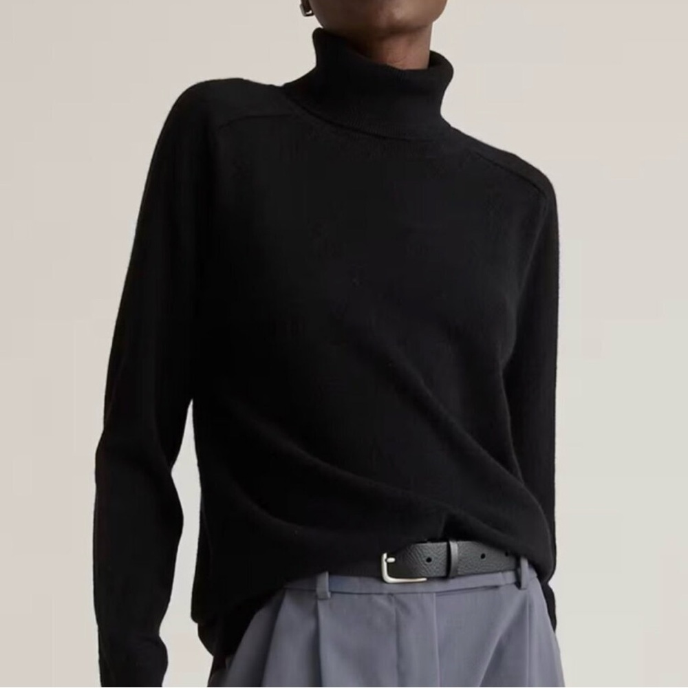 Quince Mongolian Cashmere Turtleneck Sweater in Black Size Large 1278